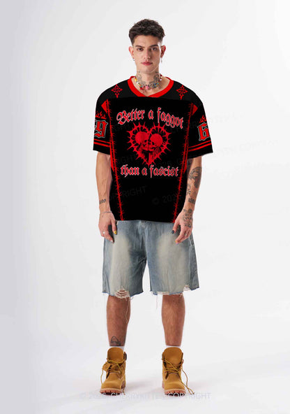 Red Better A Faggot Than A Fascist Pride Y2K Sport Jersey Shirts Cherrykitten