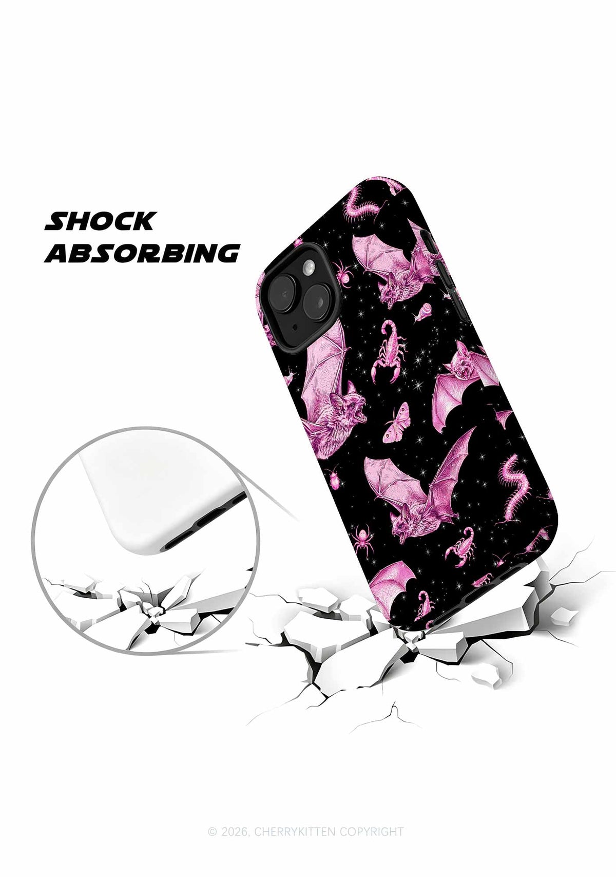 Halloween Pink Bat Y2K Phone Case Cherrykitten