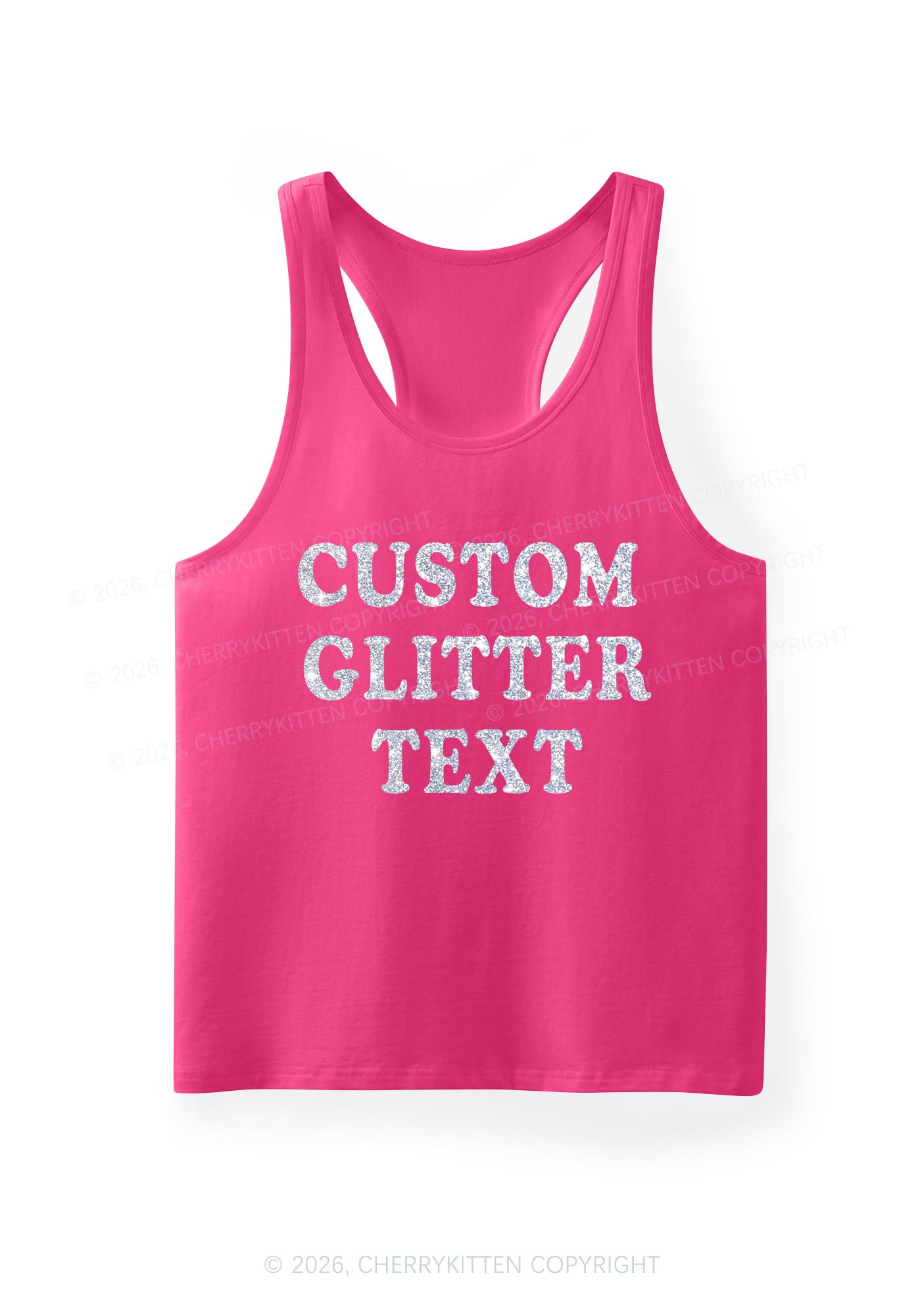 Custom Text Glitter Y2K Men Racerback Tank Top Cherrykitten