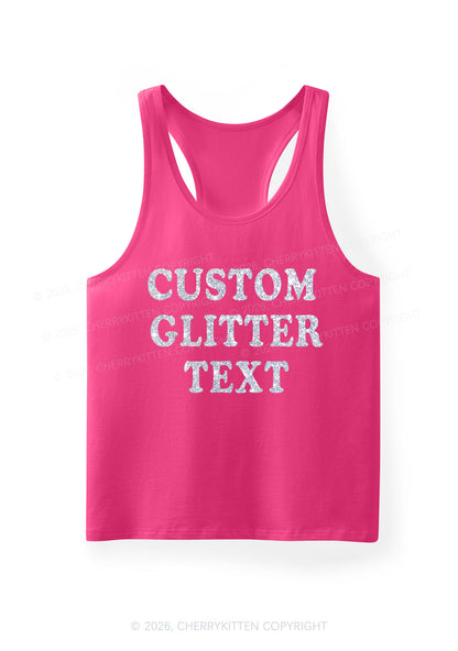 Custom Text Glitter Y2K Men Racerback Tank Top Cherrykitten