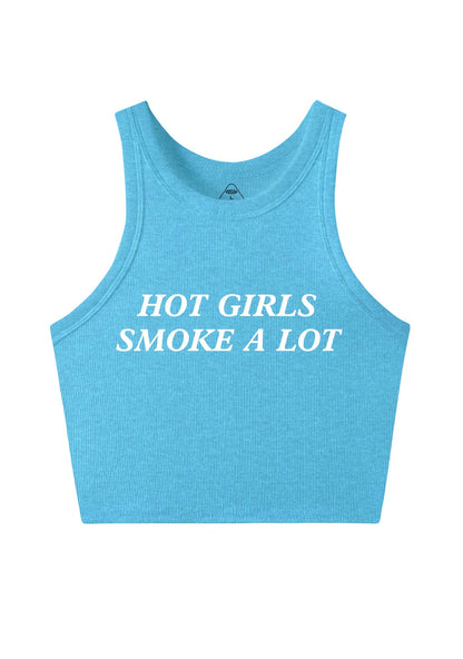 Hot Girls Smoke A Lot Y2K Crop Tank Top Cherrykitten