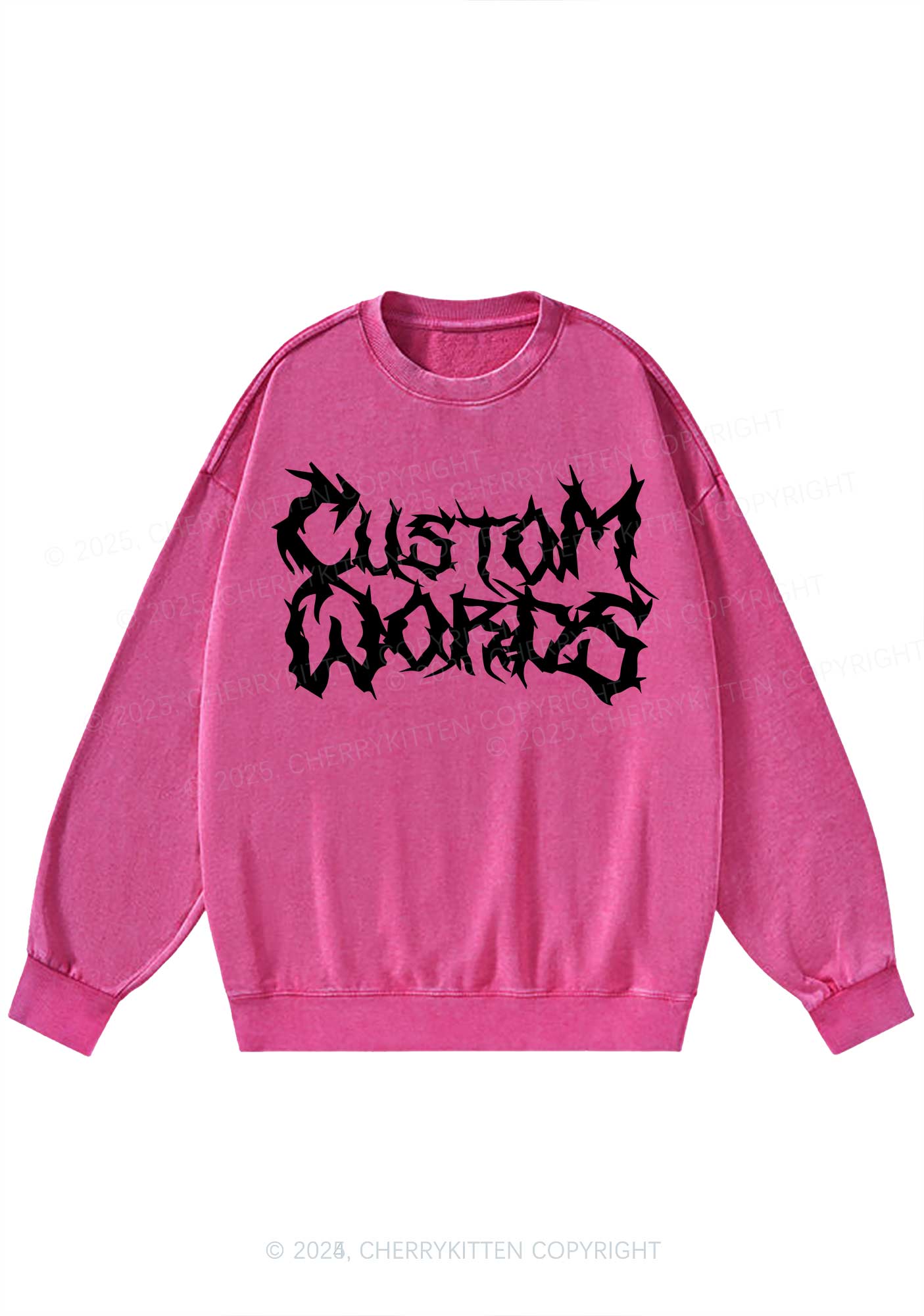 Custom Text Punk Font Y2K Washed Sweatshirts Cherrykitten