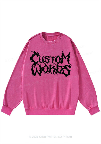Custom Text Punk Font Y2K Washed Sweatshirts Cherrykitten