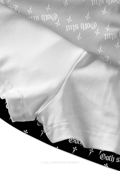 Halloween White Goth Slxt Y2K Print Mini Skirt Cherrykitten