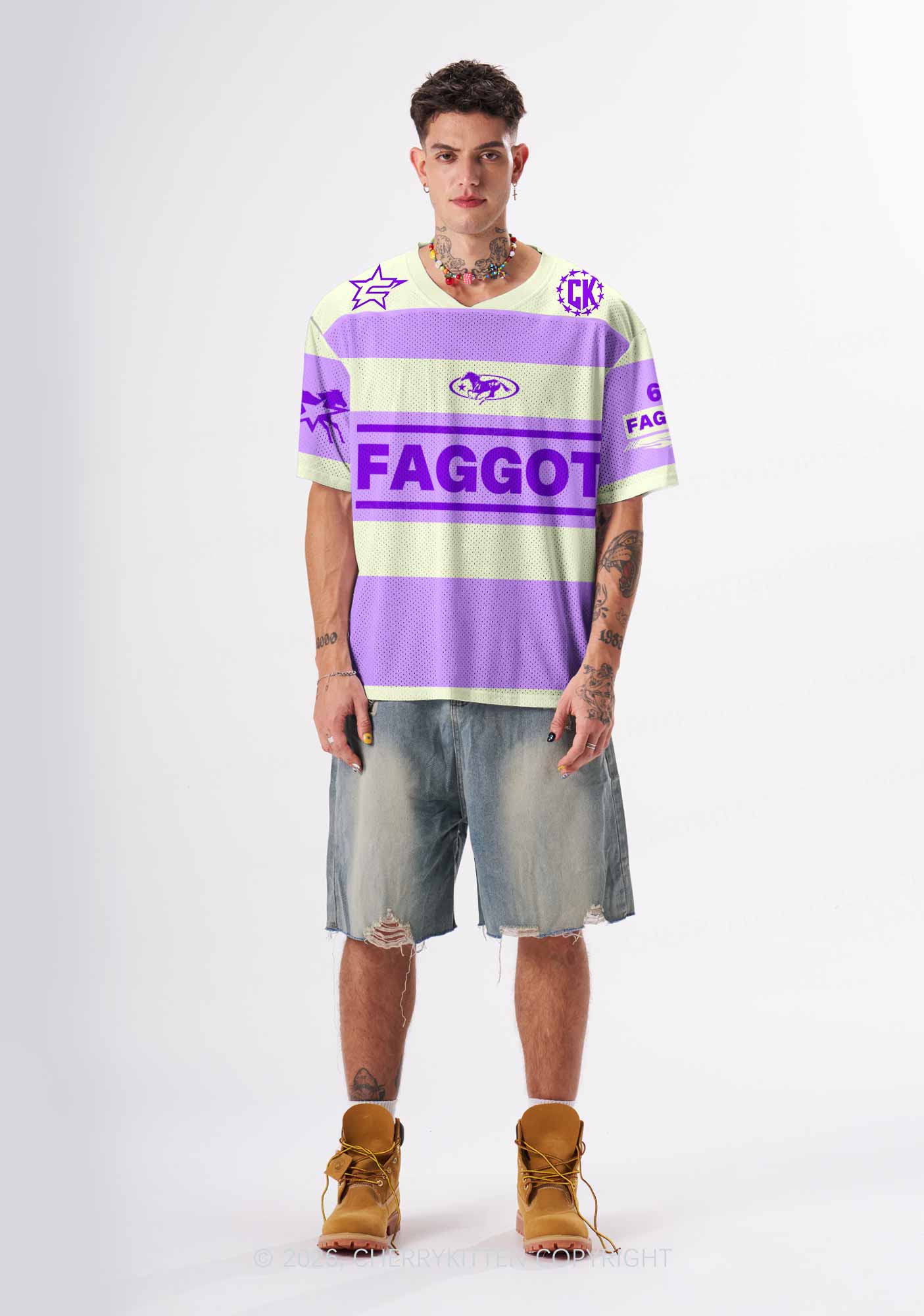 Purple Faggot Stripes Pride Y2K Sport Jersey Shirts Cherrykitten