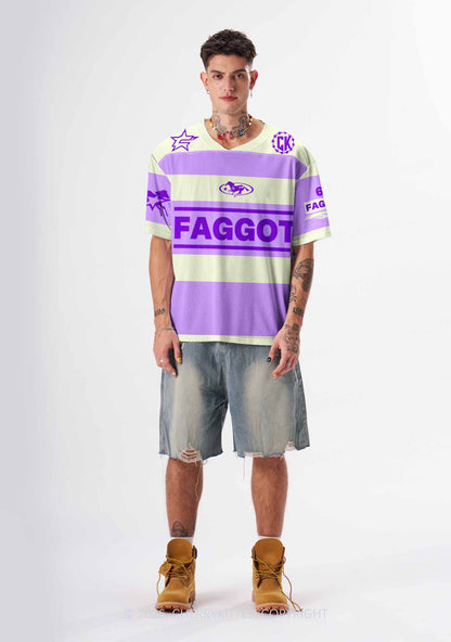Purple Faggot Stripes Pride Y2K Sport Jersey Shirts Cherrykitten