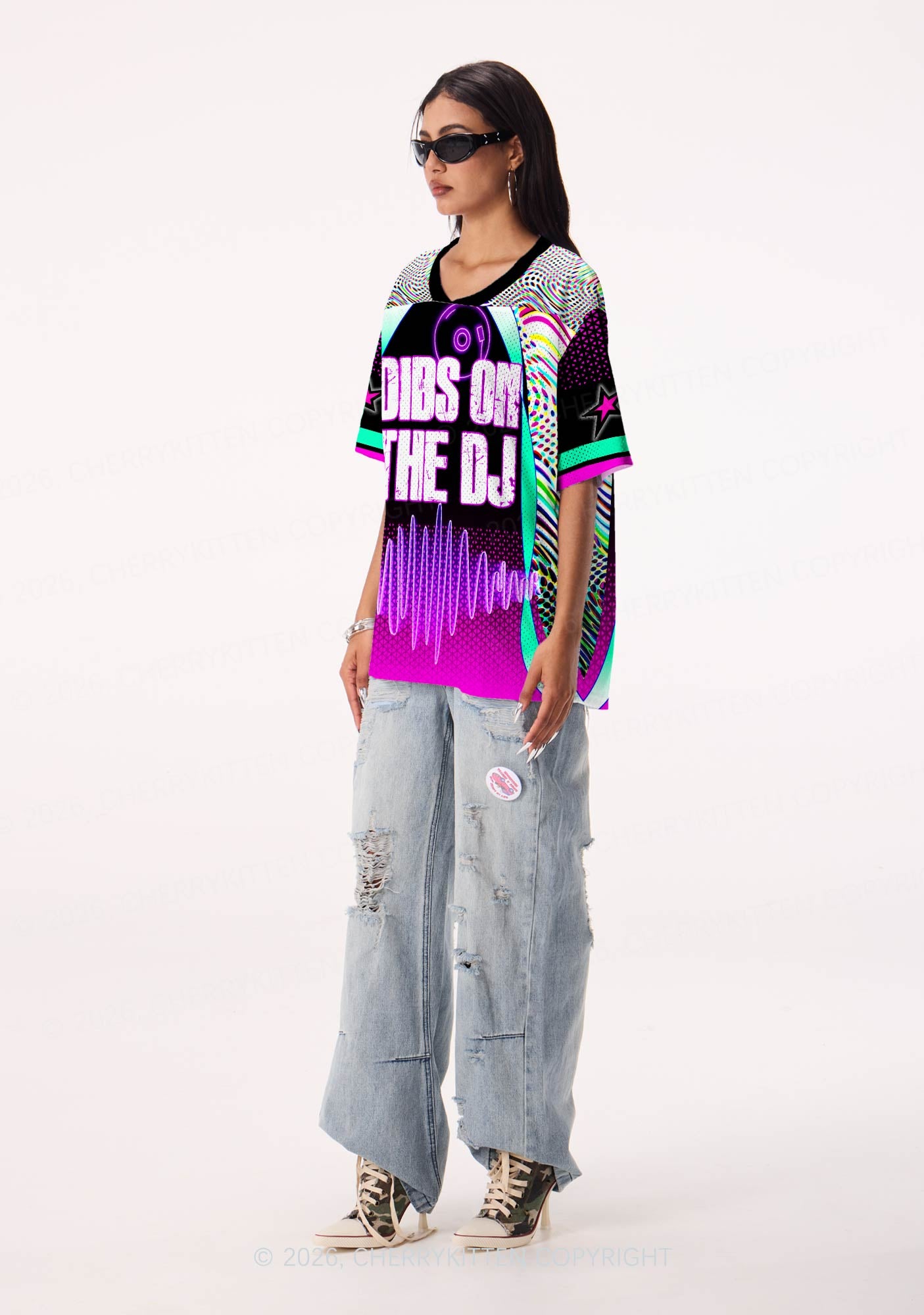 Dibs On The DJ Vinyl Record Y2K Sport Jersey Shirts Cherrykitten