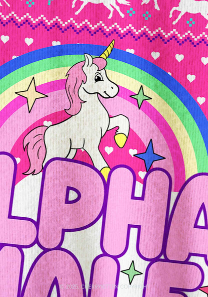 Rainbow Unicorn Alpha Male Y2K Christmas Cardigan Knit Sweatshirt Cherrykitten