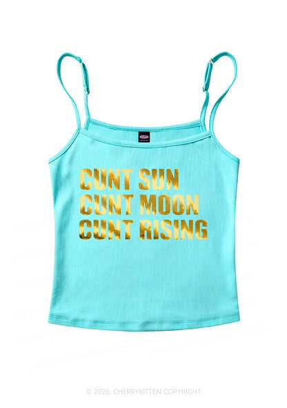Cxxt Sun Moon Rising Silver Foil Printed Y2K Spaghetti Strap Cami Cherrykitten