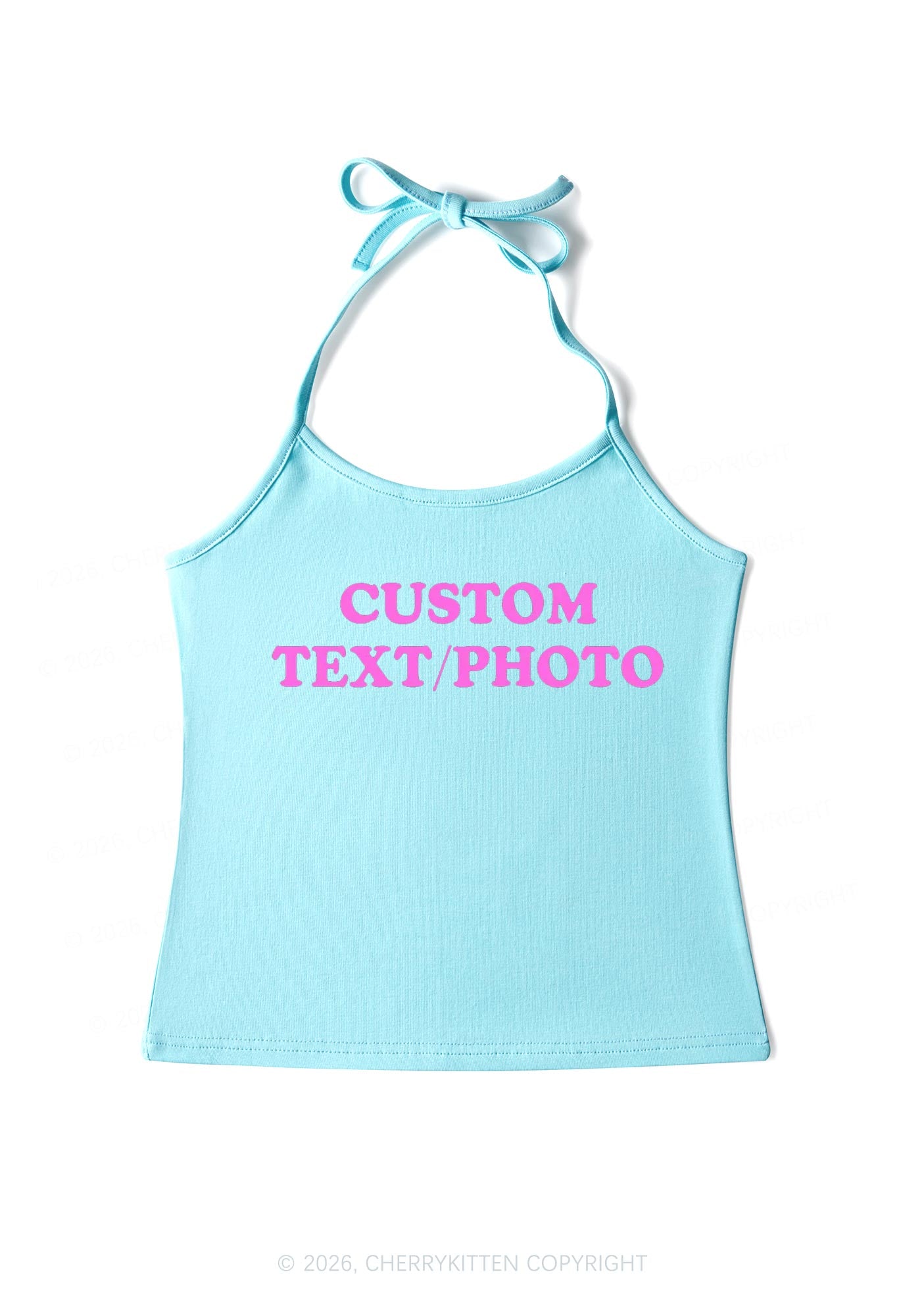 Custom Personalized Text Y2K Halter Neck Cami Cherrykitten