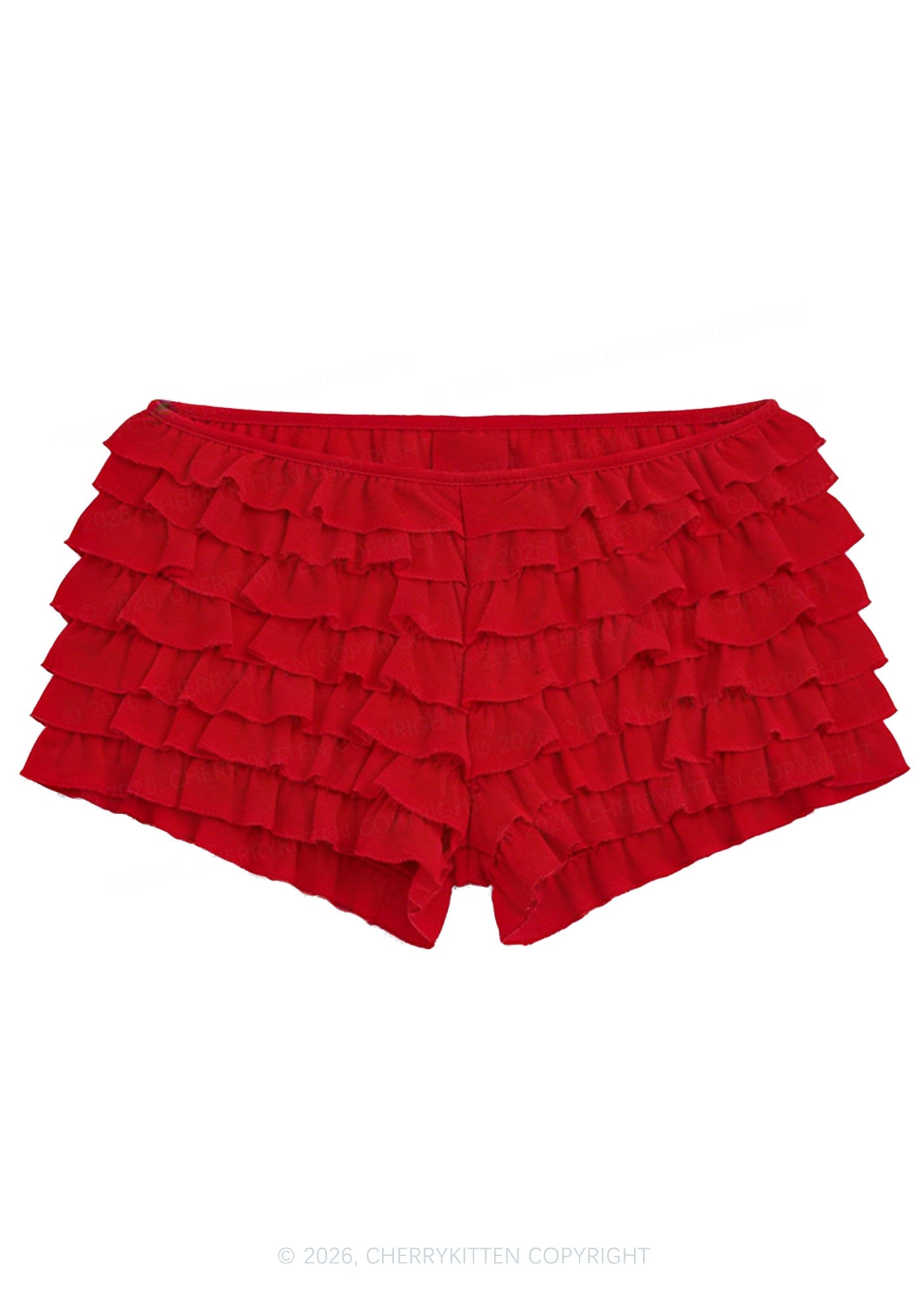 Y2K Mesh Ruffle Layered Shorts With Back Bow Cherrykitten