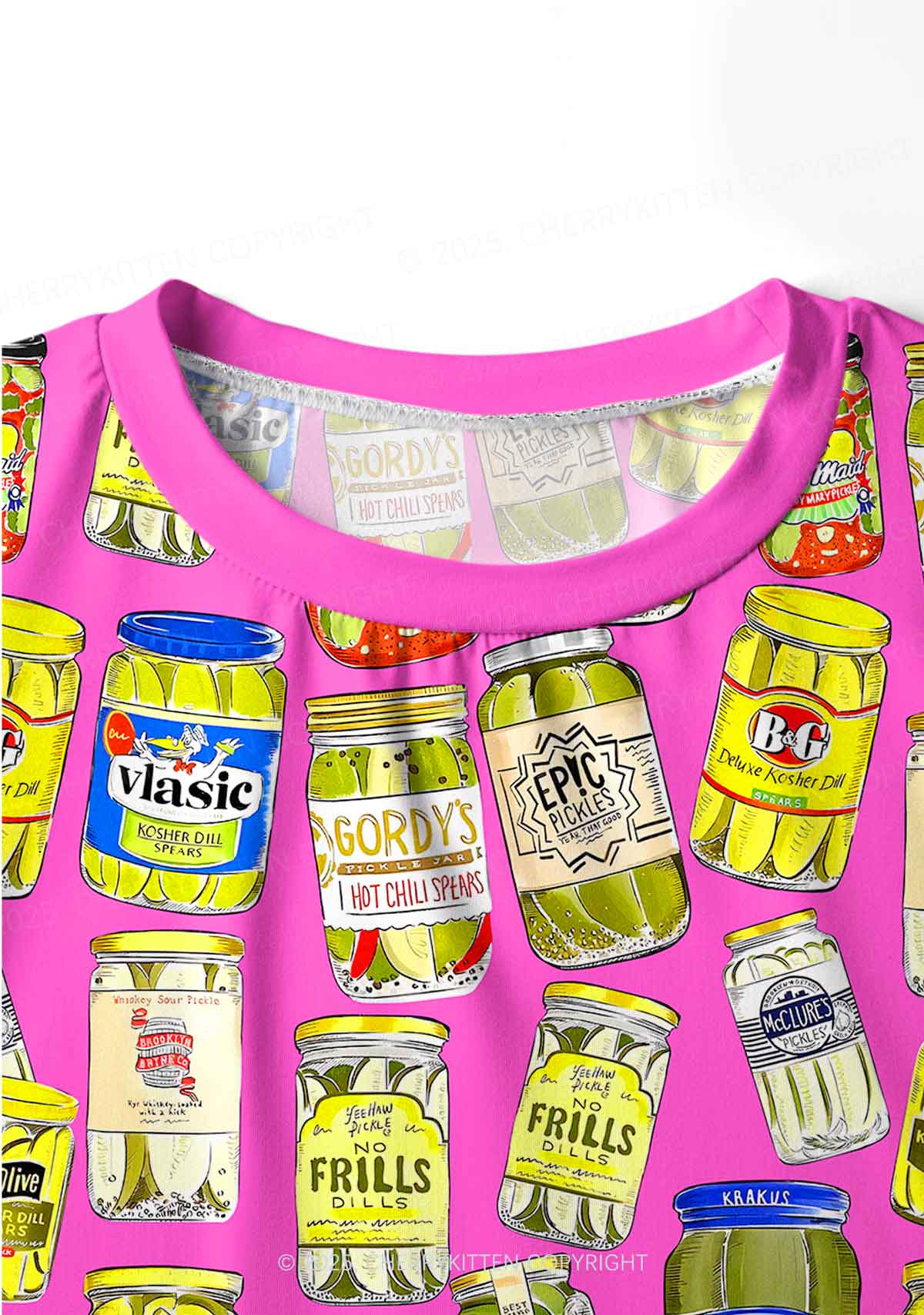 Christmas Pickle Y2K Print Long Sleeve Pajama Set Cherrykitten