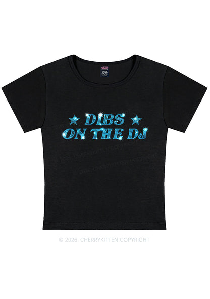 Rhinestone Dibs On The Dj Y2K Baby Tee Cherrykitten
