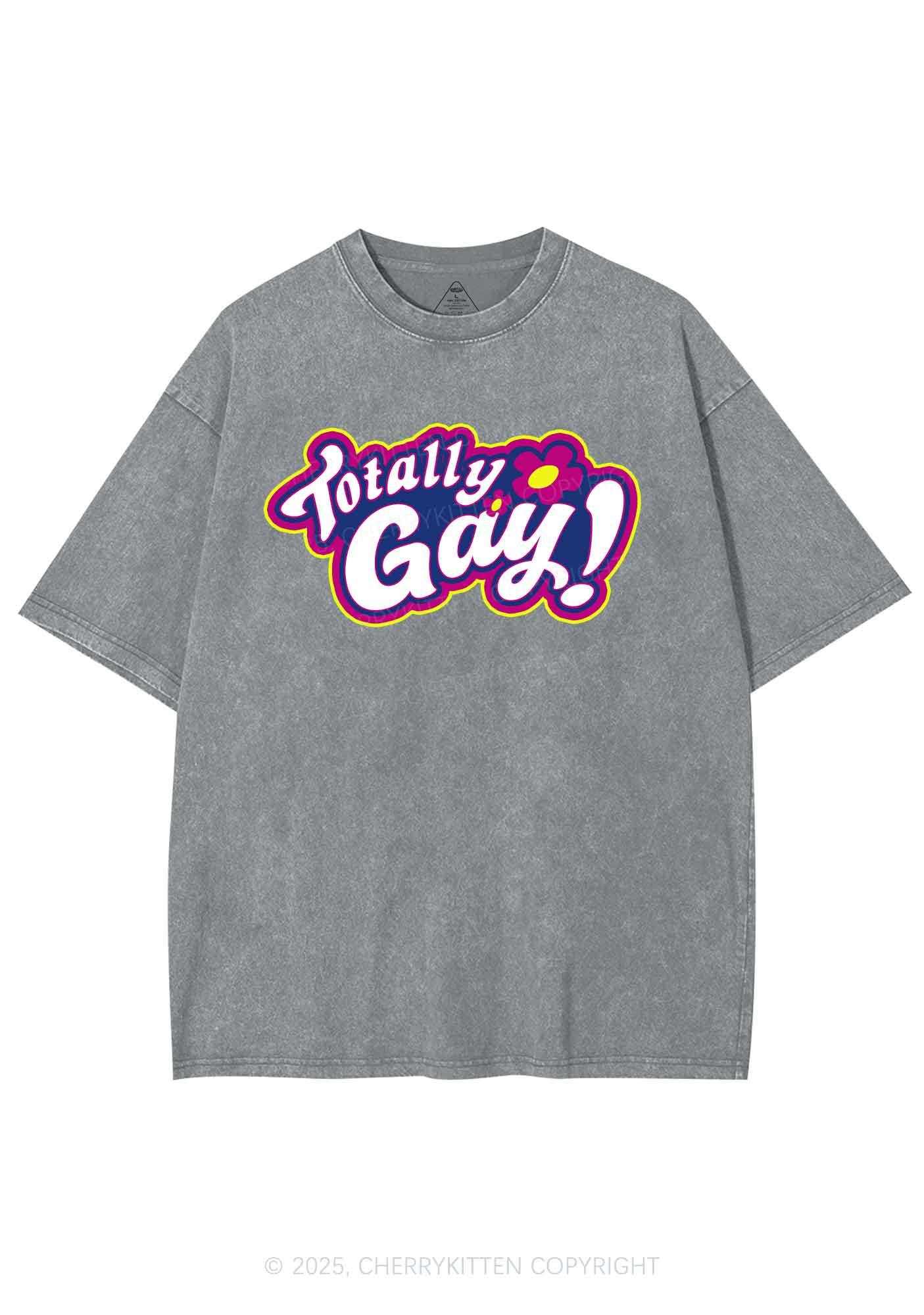 Totally Gay Pride Y2K Shirts Washed Tee Cherrykitten