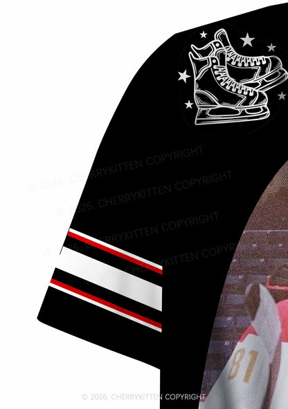 Black Hockey Boys Kissing HR Y2K Crop Sport Jersey Shirts Cherrykitten