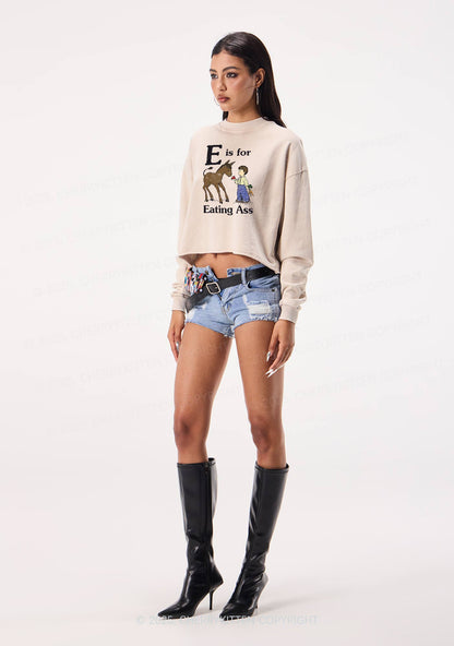 E Is For Eating Axx Y2K Crop Washed Sweatshirts Cherrykitten