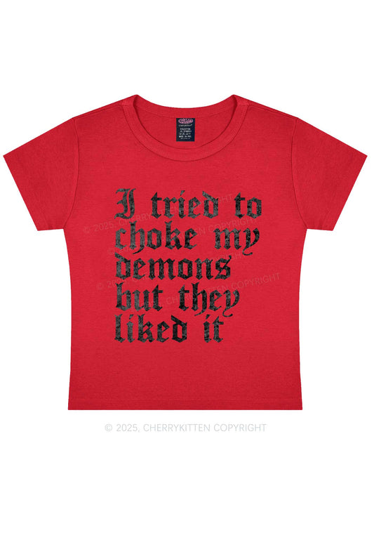 Halloween Choke Demons They Liked Y2K Baby Tee Cherrykitten
