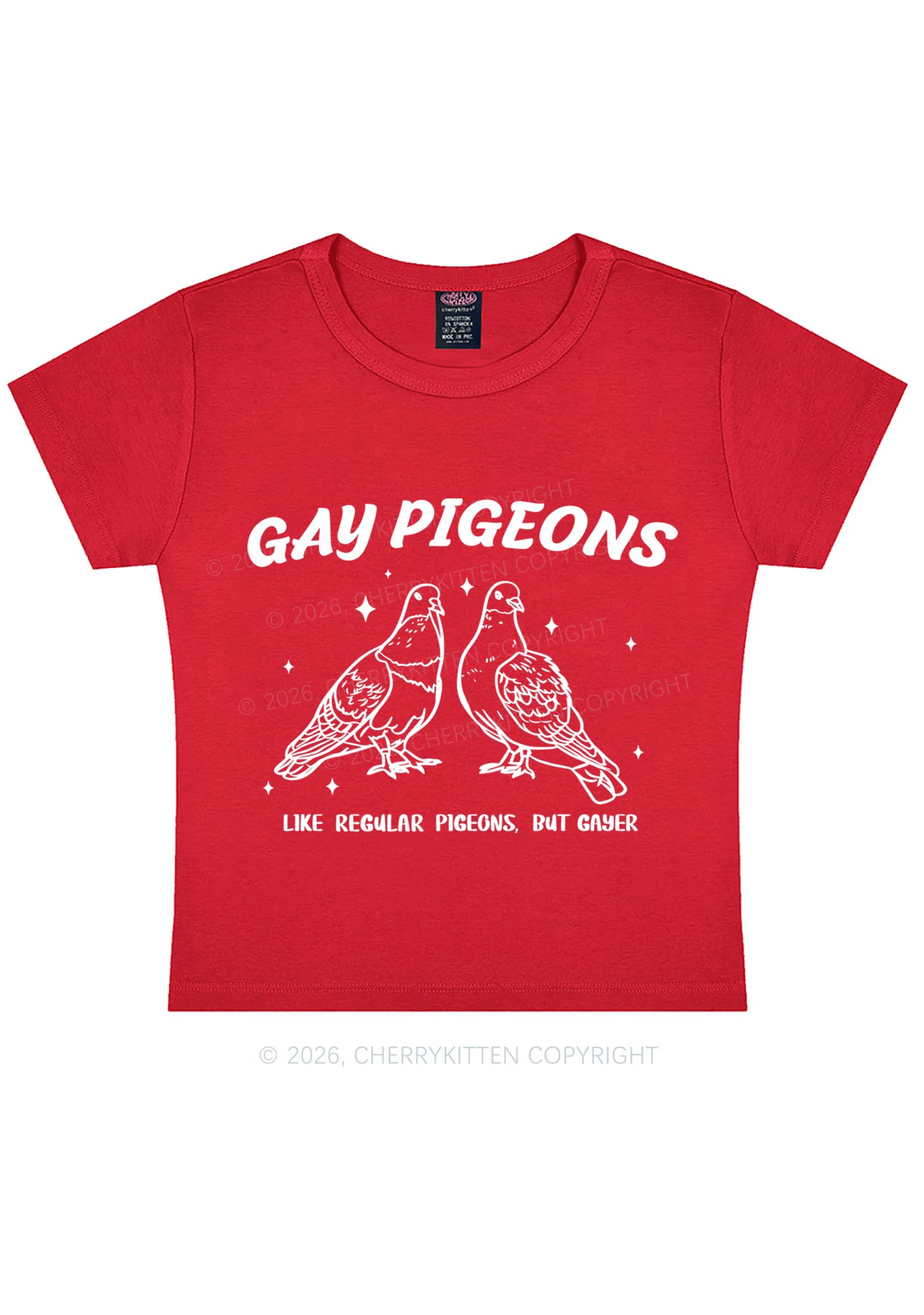 Gay Pigeons Pride Y2K Baby Tee Cherrykitten