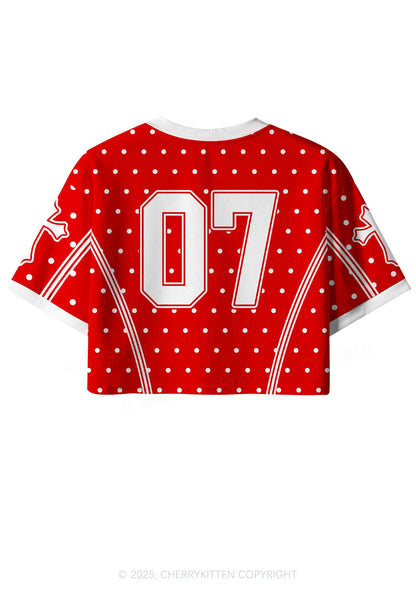 Custom Red Polka Dots Cxxt Y2K Crop Sport Jersey Shirts Cherrykitten