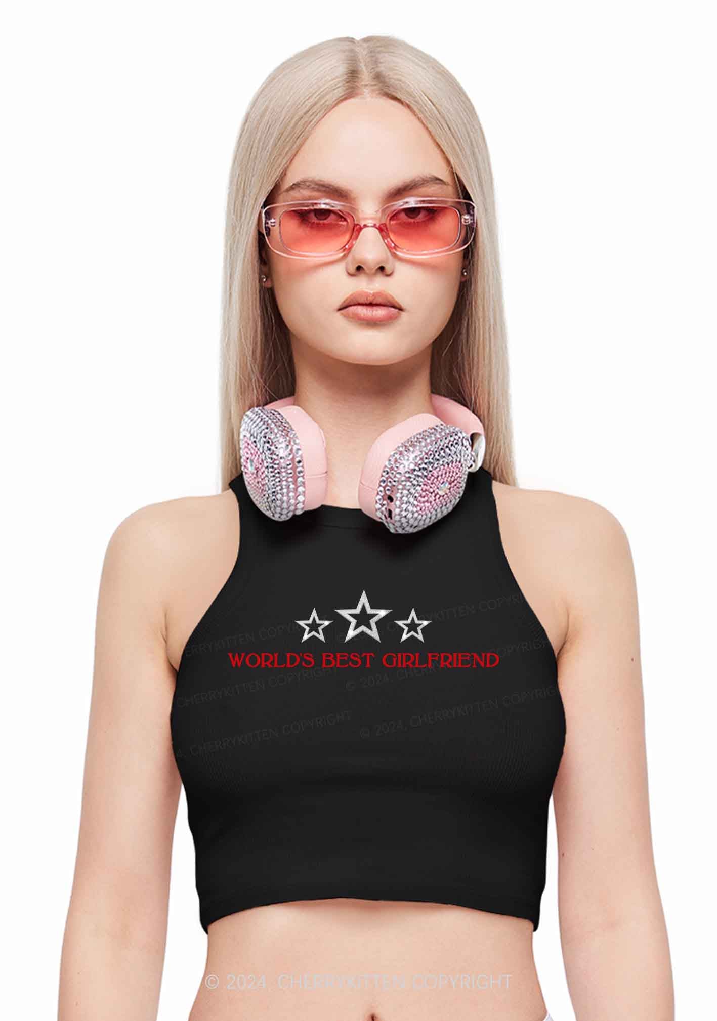 World's Best Girlfriend Y2K Crop Tank Top Cherrykitten