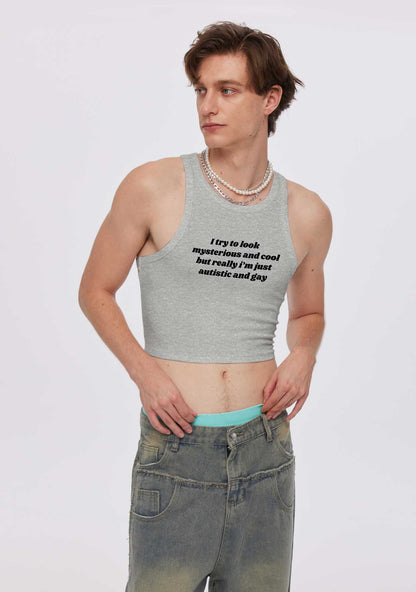 Im Just Autistic And Gay Pride Y2K Crop Tank Top Cherrykitten