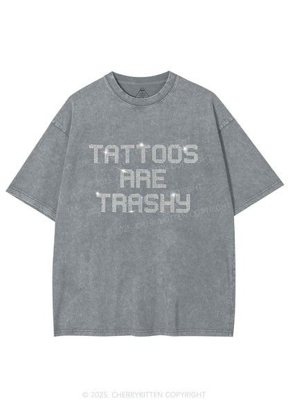 Rhinestone Tattoos Are Trashy Y2K Shirts Washed Tee Cherrykitten