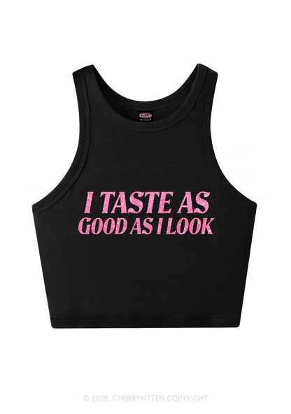 Glitter I Taste Good Y2K Crop Tank Top Cherrykitten