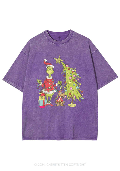 Christmas Tree Gift Y2K Washed Tee Cherrykitten