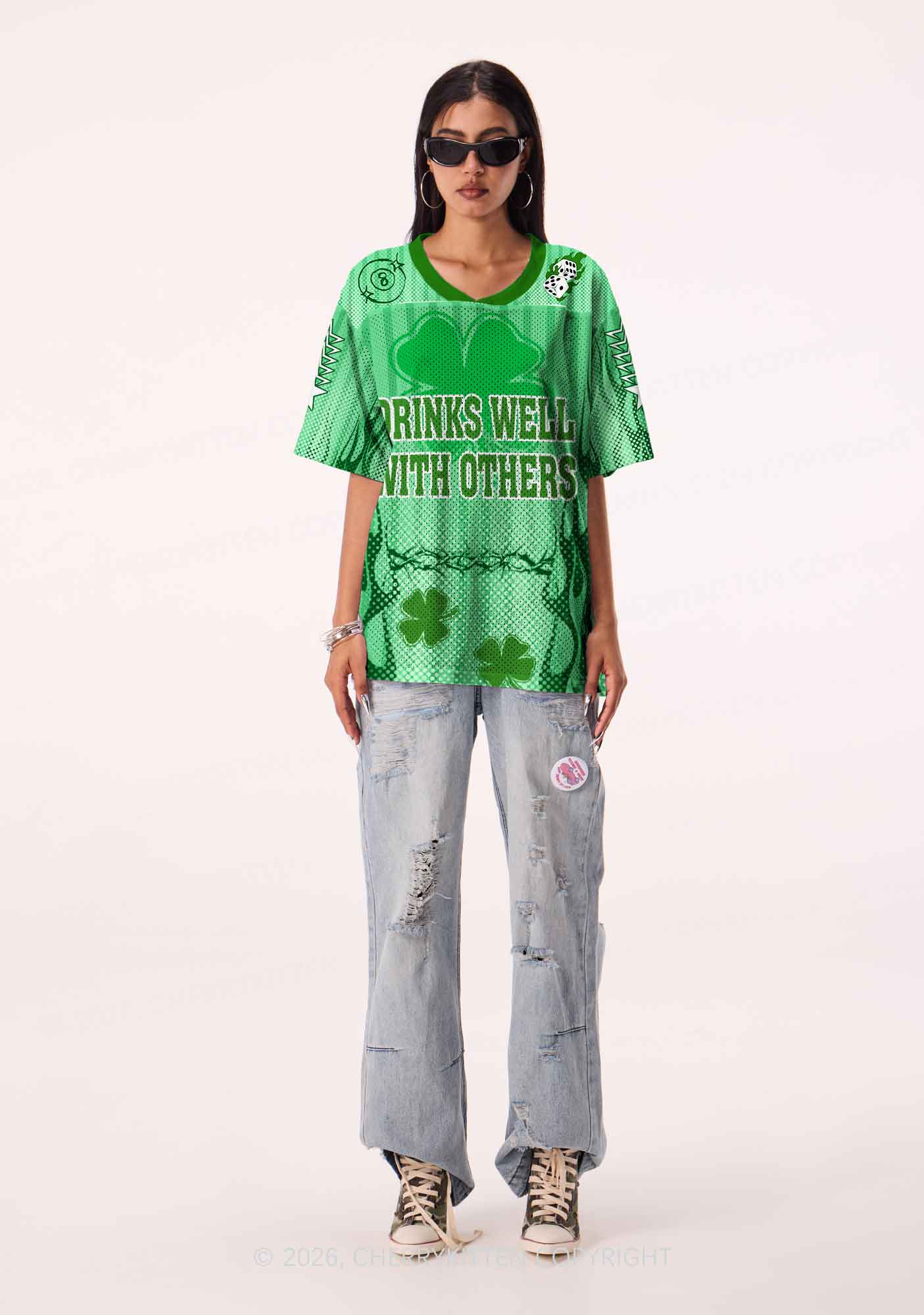 Custom Drinks Well With Others St Patricks Y2K Sport Jersey Shirts Cherrykitten