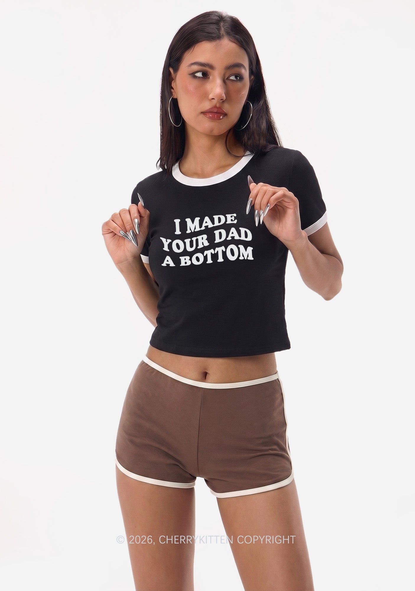 I Made Your Dad A Bottom Pride Y2K Ringer Tee Cherrykitten