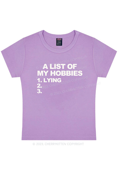 A List Of My Hobbies Lying Y2K Baby Tee Cherrykitten