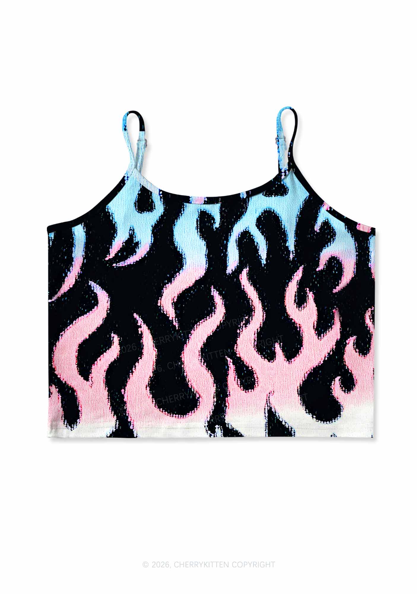 Trans Flame Pride Y2K Print Cami Crop Top Cherrykitten