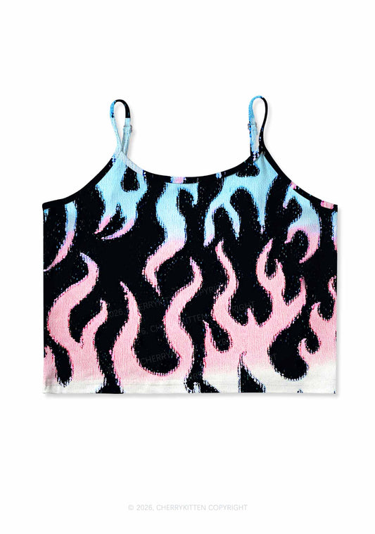 Trans Flame Pride Y2K Print Cami Crop Top Cherrykitten