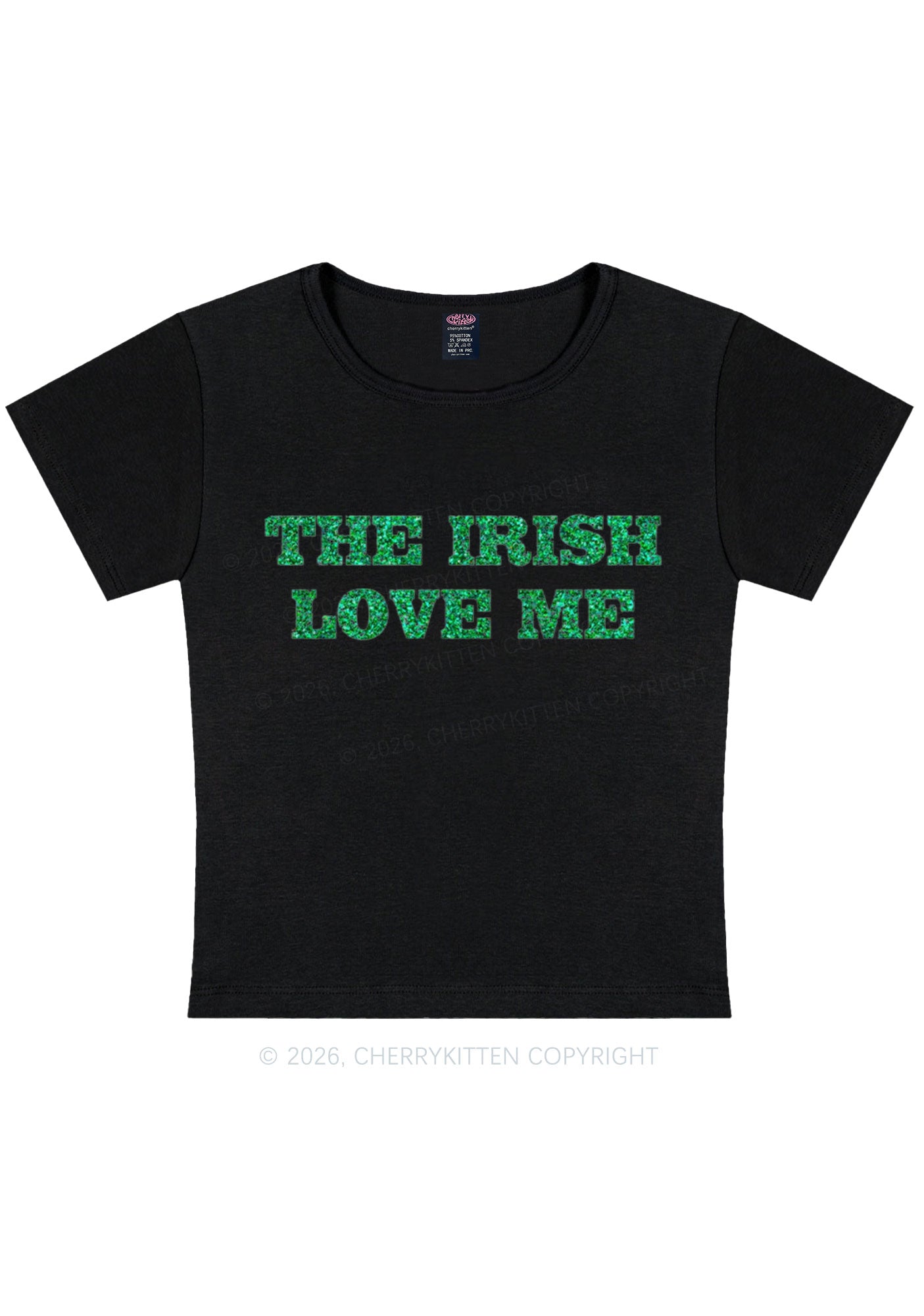 Glitter The Irish Love Me St Patricks Y2K Baby Tee Cherrykitten