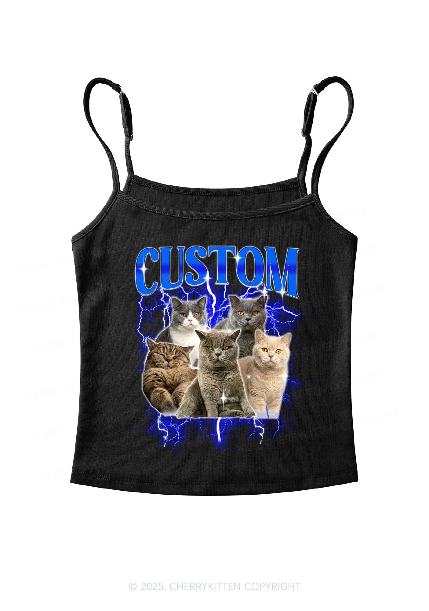 Custom Collage Pet Photo Y2K Spaghetti Strap Cami Cherrykitten