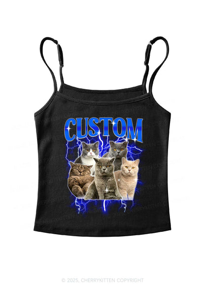 Custom Collage Pet Photo Y2K Spaghetti Strap Cami Cherrykitten