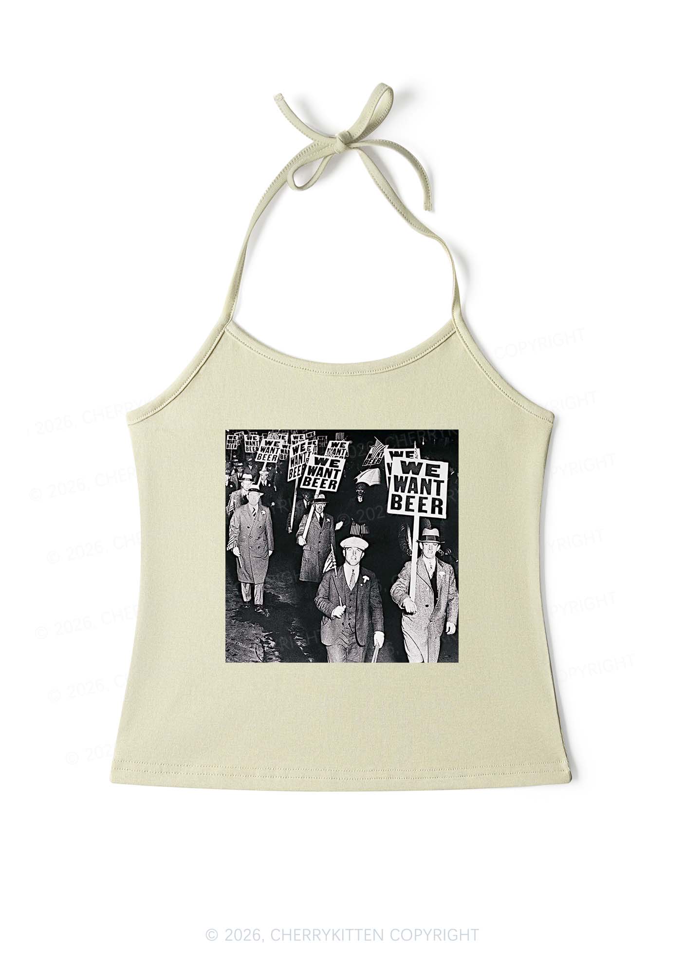 We Want Beer Y2K Halter Neck Cami Cherrykitten