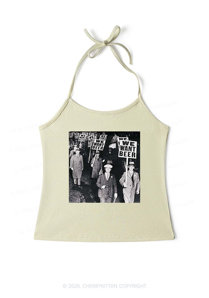 We Want Beer Y2K Halter Neck Cami Cherrykitten