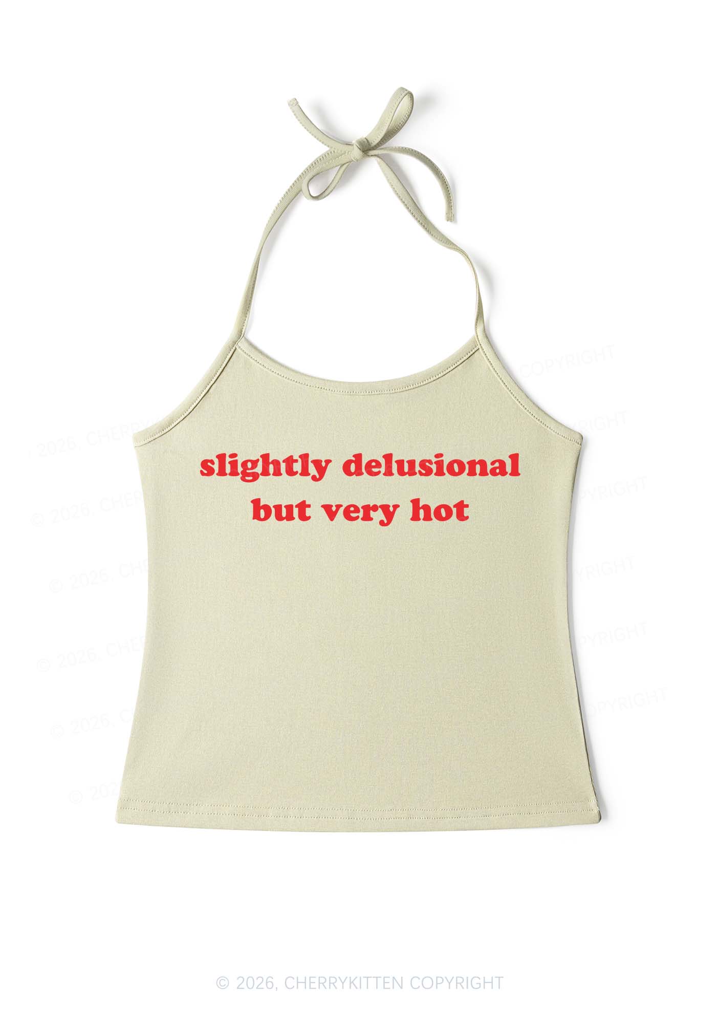Slightly Delusional But Very Hot Y2K Halter Neck Cami Cherrykitten