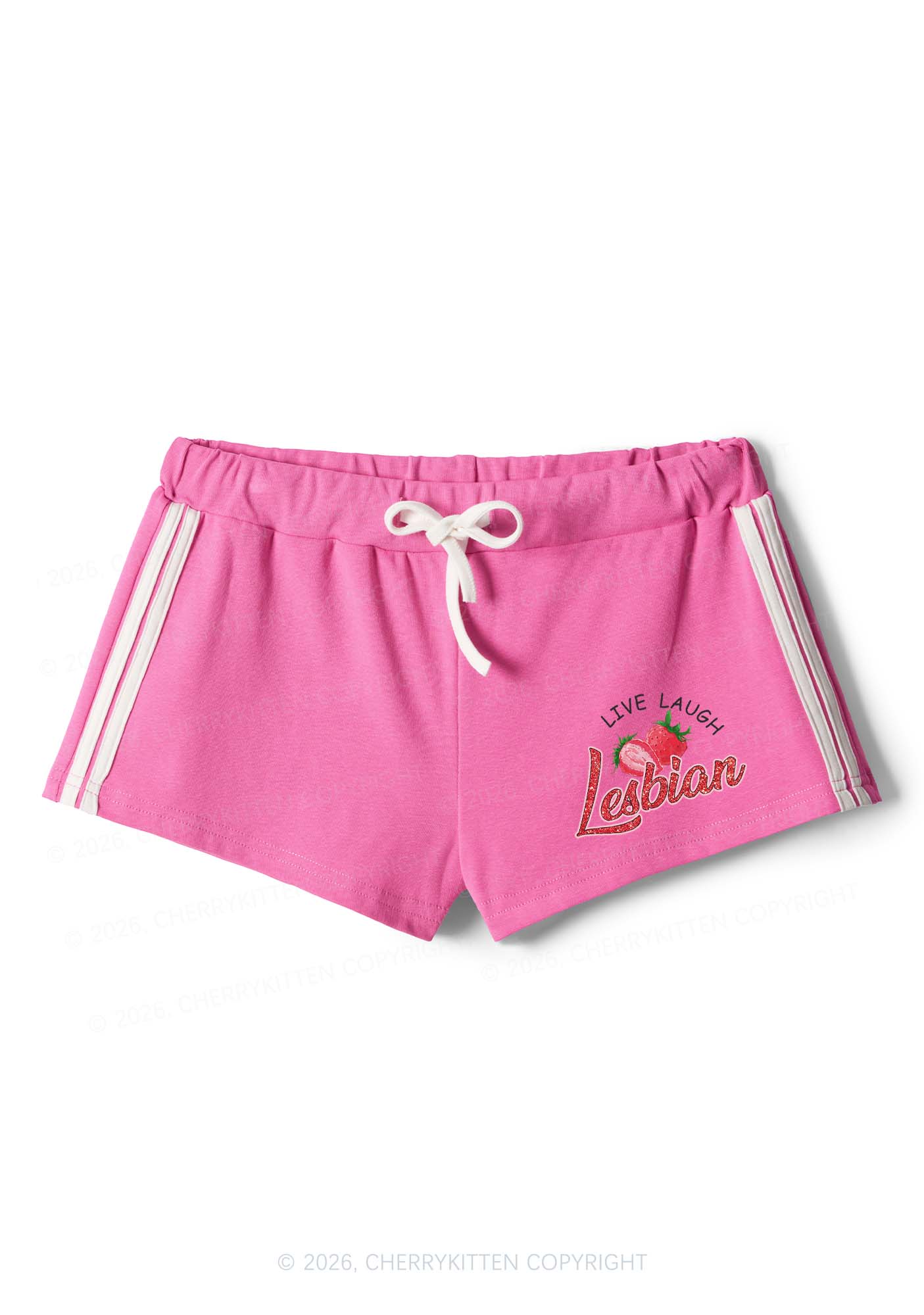 Live Laugh Lesbian Pride Y2K Drawstring Mini Shorts Cherrykitten
