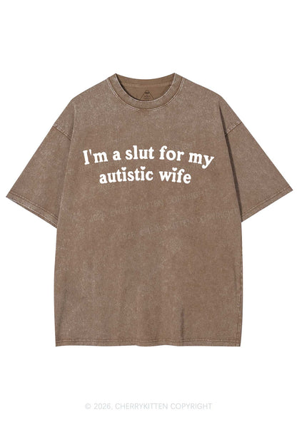 Slxt For My Autistic Wife Y2K Shirts Washed Tee Cherrykitten