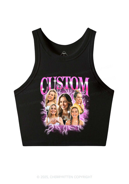 Custom Collage Portrait Y2K Crop Tank Top Cherrykitten