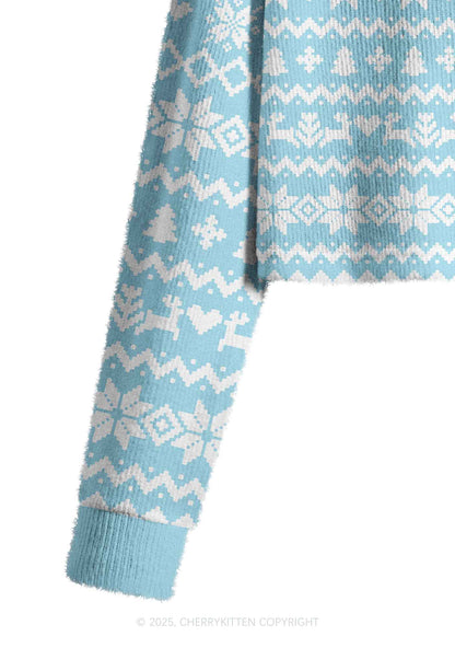 Father Figure Y2K Christmas Crop Knit Sweatshirt Cherrykitten