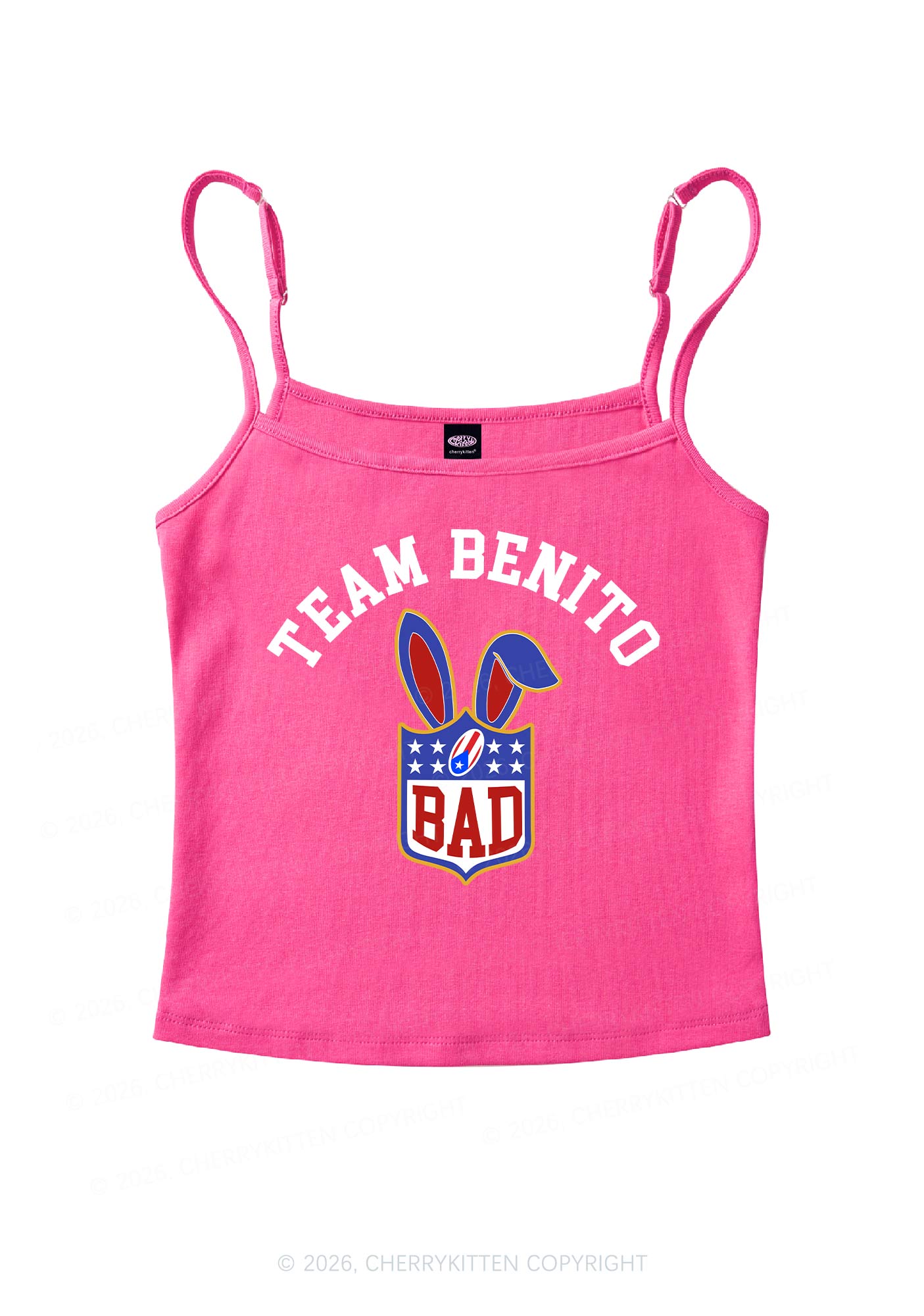 Pink Football Bunny Y2K Spaghetti Strap Cami Cherrykitten