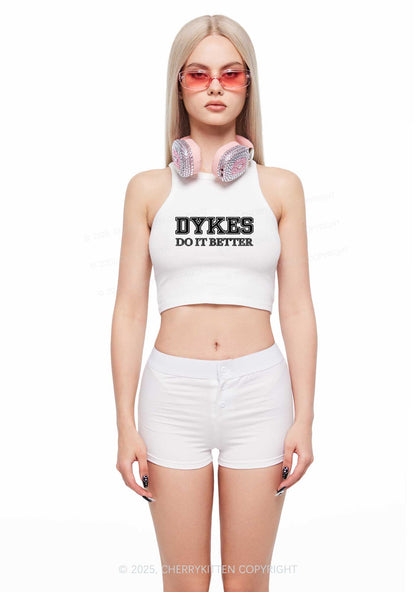 Dykes Do It Better Pride Y2K Crop Tank Top Cherrykitten