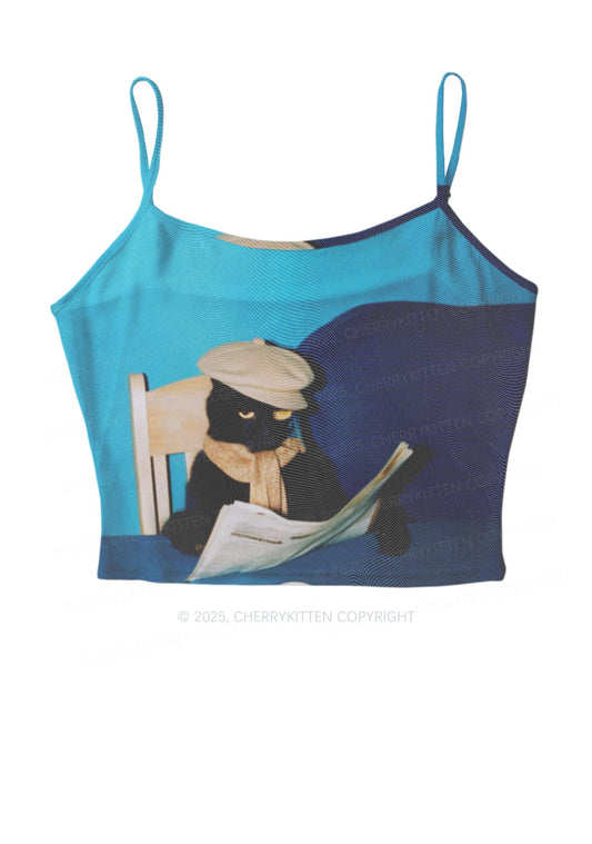 Cats Coffee Break Y2K Mesh Cami Tank Cherrykitten