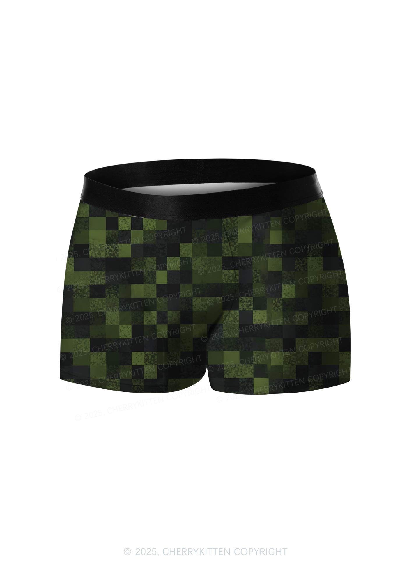 Pixelated Camo Green Y2K Print Men Boxer Briefs Cherrykitten
