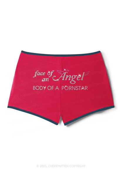 Rhinestone Face Of An Angel Y2K Booty Shorts Cherrykitten