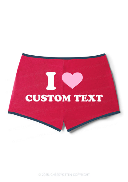 I Love Custom Personalized Y2K Contrast Mini Shorts Cherrykitten