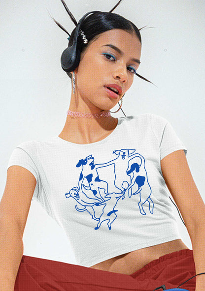 Dancing Dogs Y2K Baby Tee